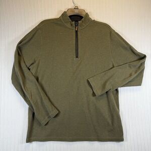 Mizzen + Main Sweater Mens Medium Green 1/4 Zip Golf Performance Pullover